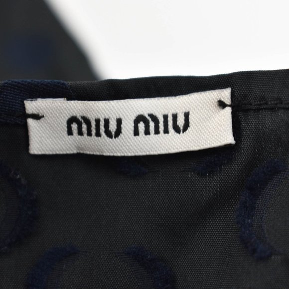 MIU MIU: Black, Silk Blend Polka Dot Scarf 21" x 21" (mn) - Picture 3 of 6